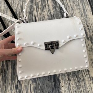 White studded purse